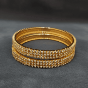 Gold Finish CZ Stone Designer Bangle