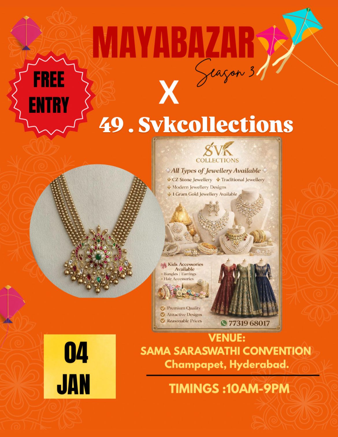 SVK Collections jewellery stall at Mayabazar Season 3 exhibition in Hyderabad